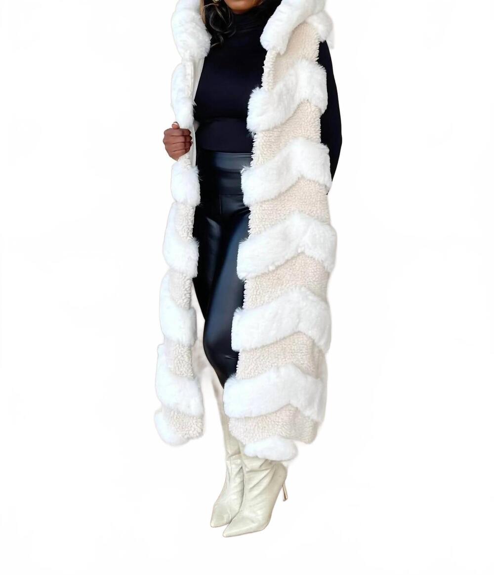 NEW AZALEA WANG i'm the prize faux fur maxi vest in ivory